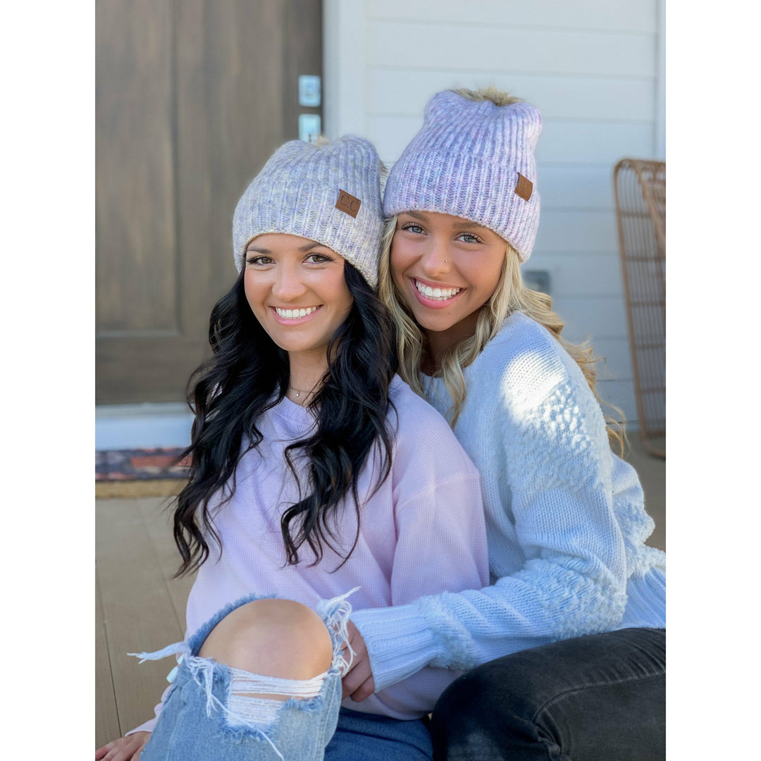 Soft Ribbed Fur Pom C.C Beanie