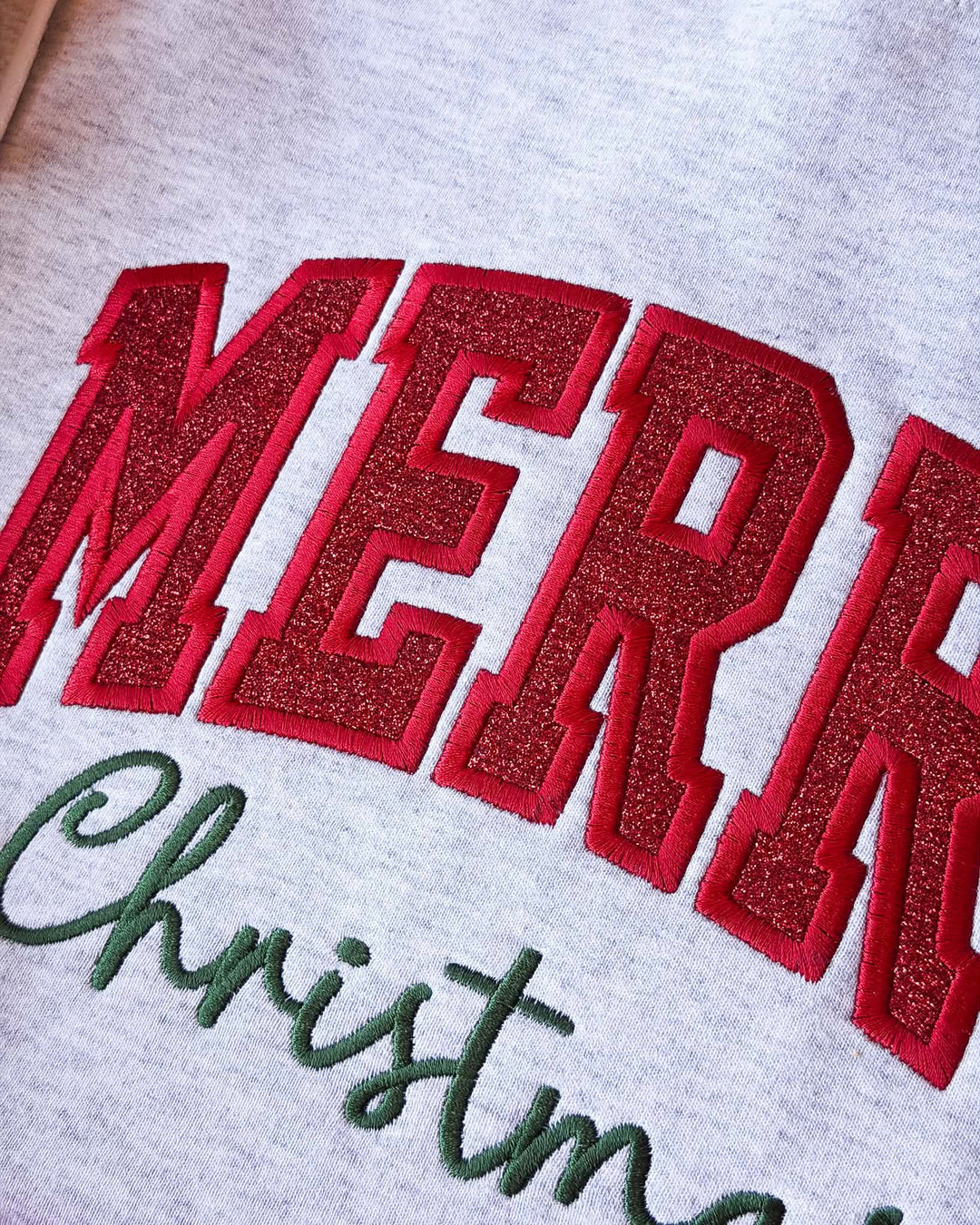 Embroidered Merry Christmas Sweatshirt