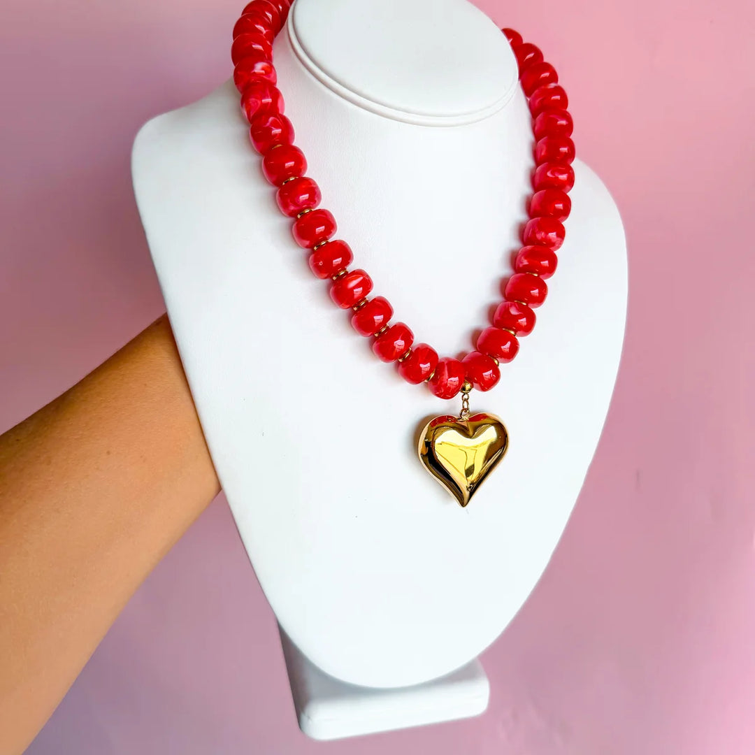 Red Lolly Heart Necklace