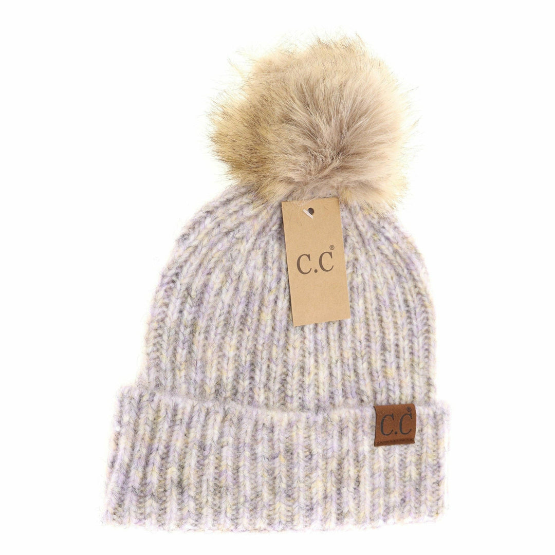 Soft Ribbed Fur Pom C.C Beanie