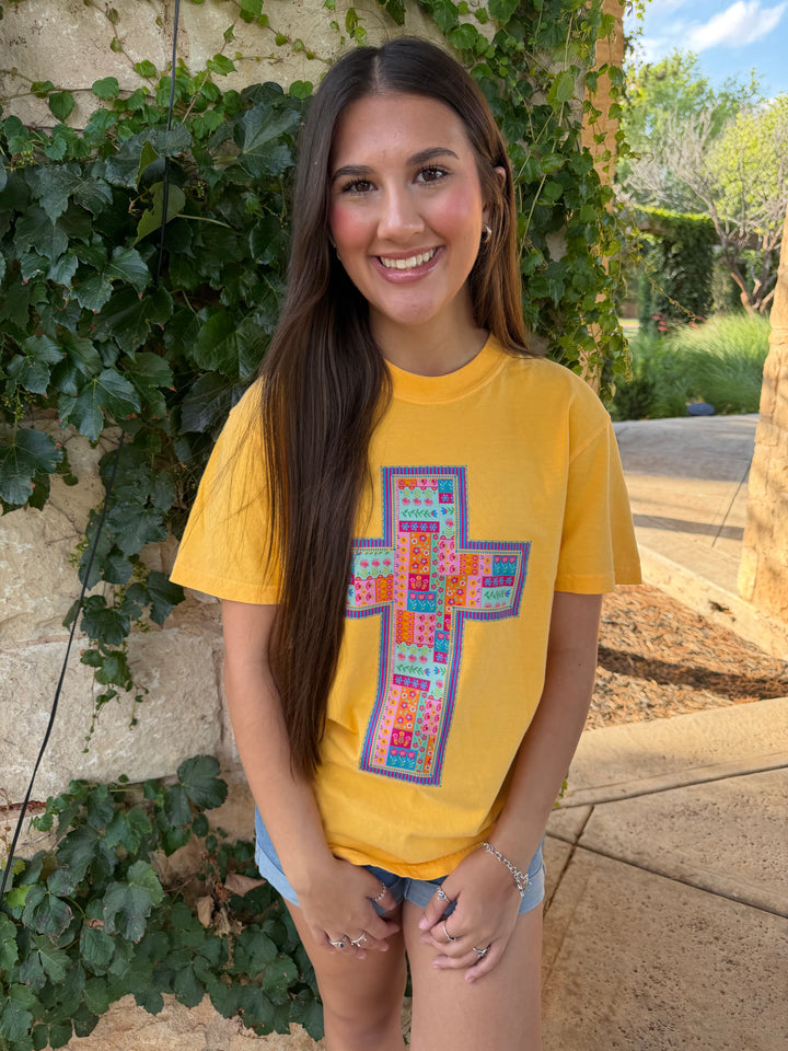 Boho Patchwork Cross Tee