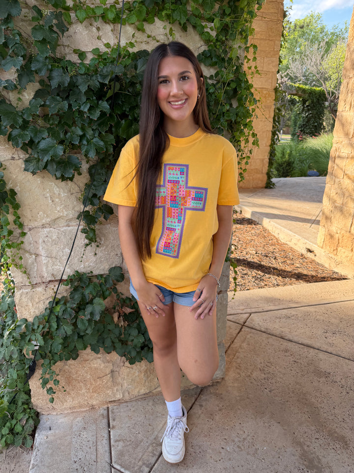 Boho Patchwork Cross Tee