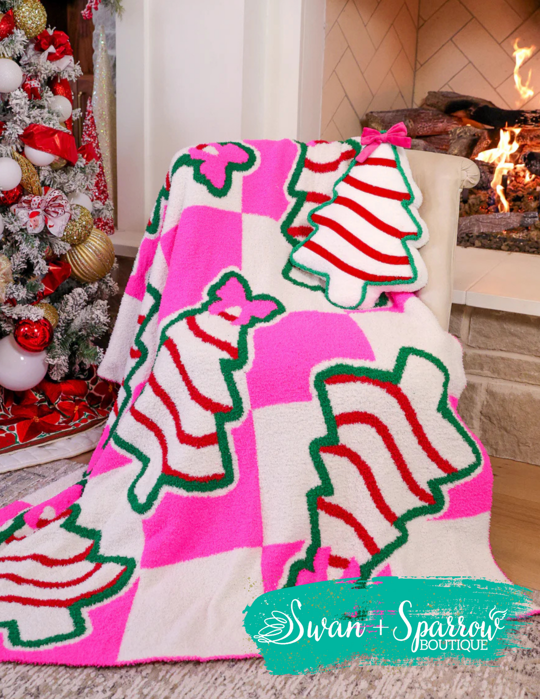 Checkered Bow Christmas Treat Blanket