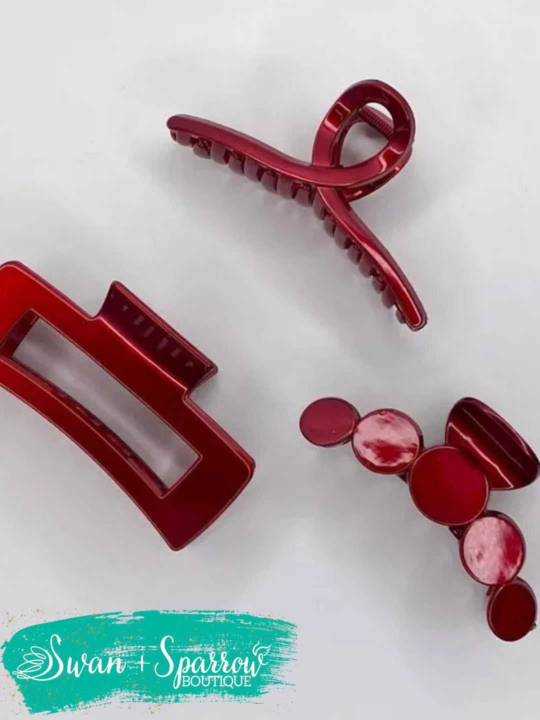 Ruth Red Metallic Claw Clip