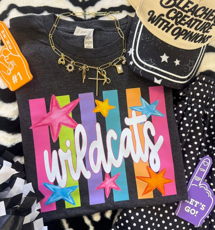 Neon Rainbow Stars Mascot Tees - Youth