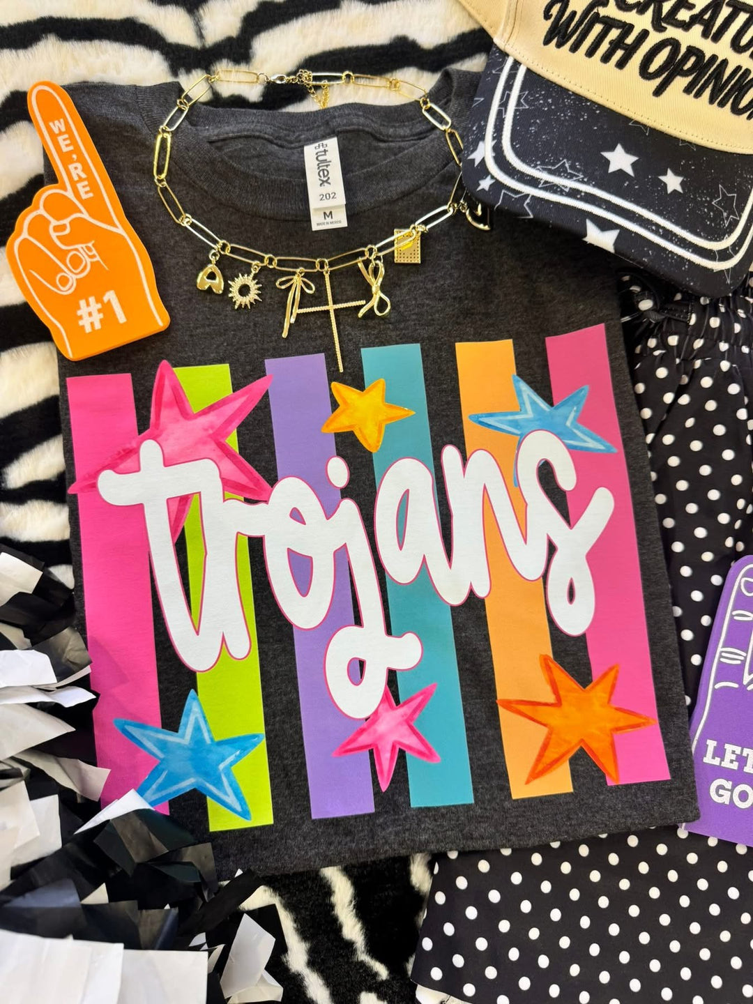 Neon Rainbow Stars Mascot Tees - Youth