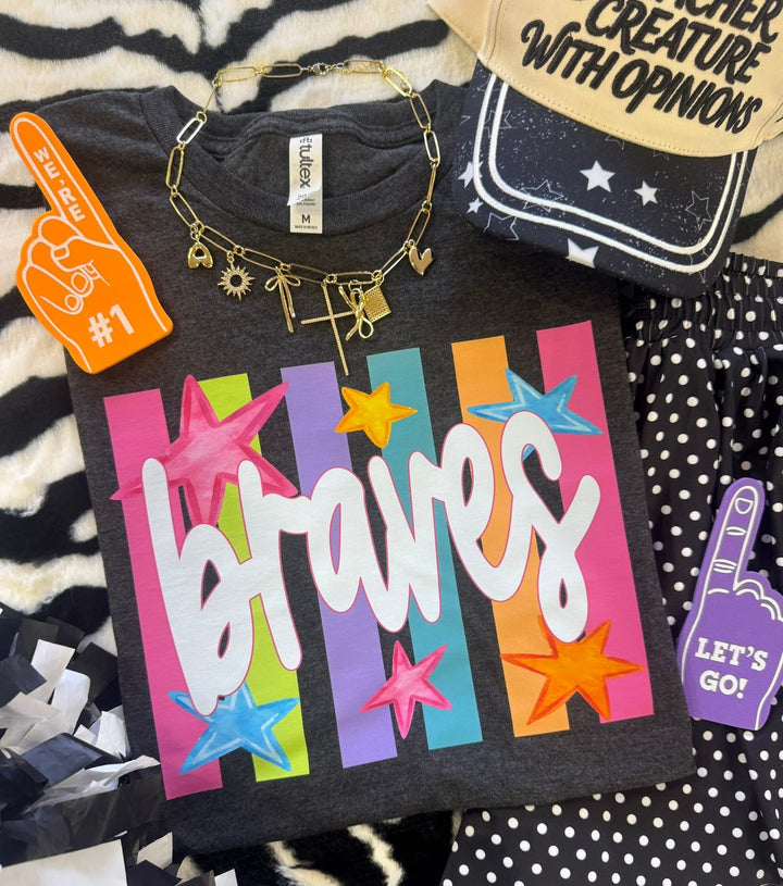 Neon Rainbow Stars Mascot Tees - Youth