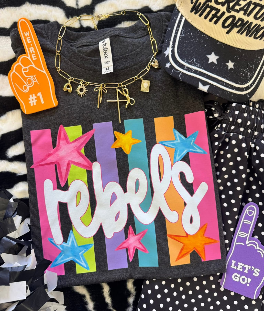 Neon Rainbow Stars Mascot Tees - Youth