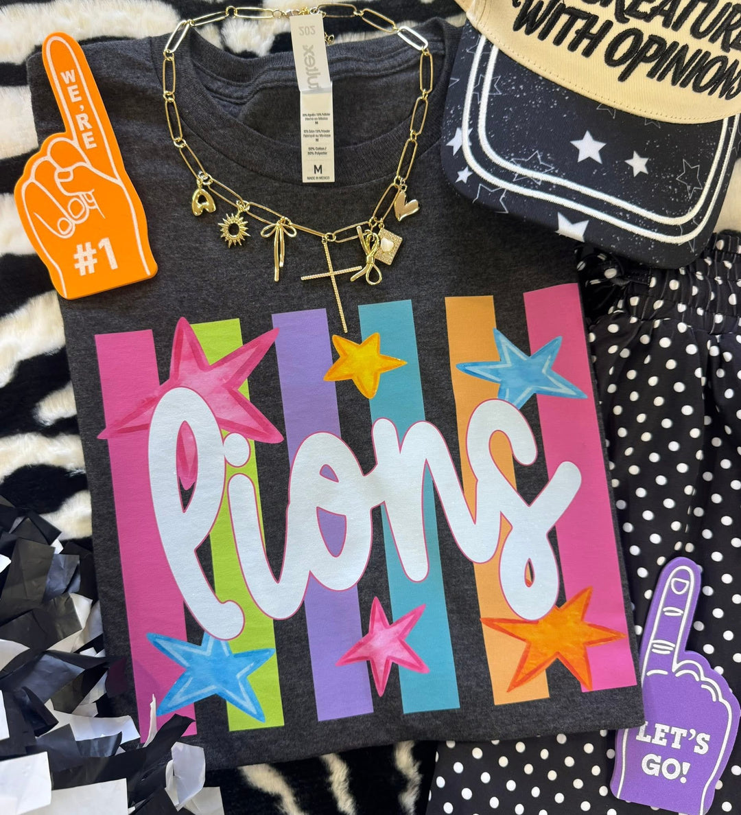 Neon Rainbow Stars Mascot Tees - Youth