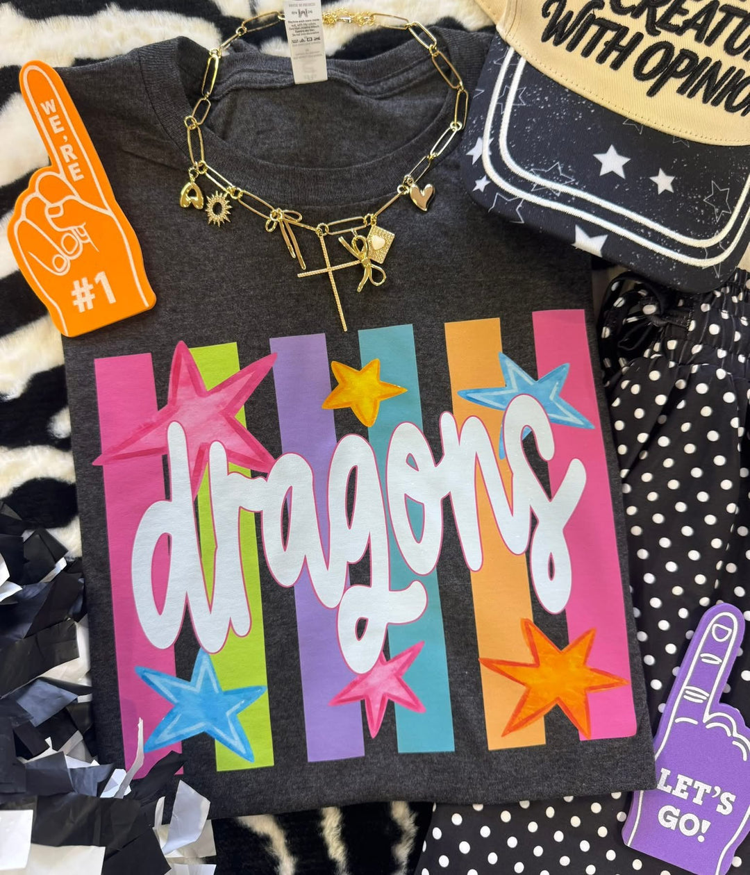 Neon Rainbow Stars Mascot Tees - Youth