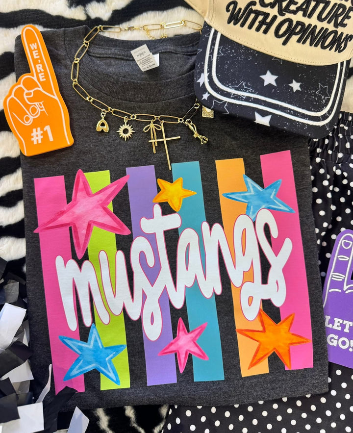 Neon Rainbow Stars Mascot Tees - Youth
