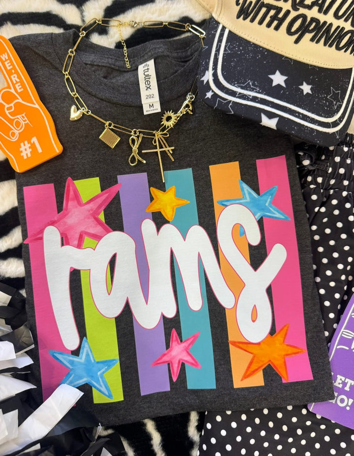Neon Rainbow Stars Mascot Tees - Youth