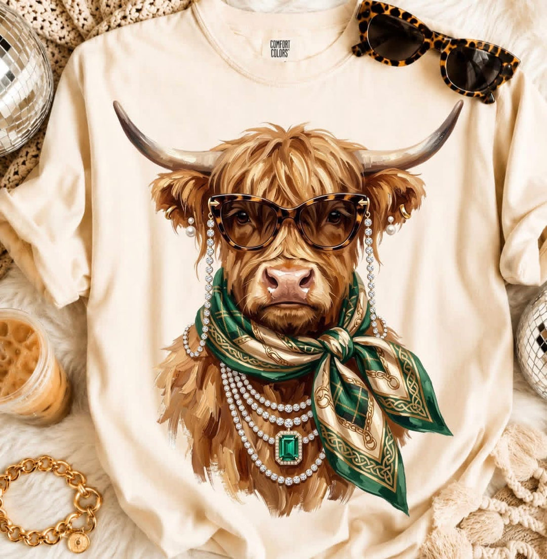 Boujee Glam Highland Cow Tee
