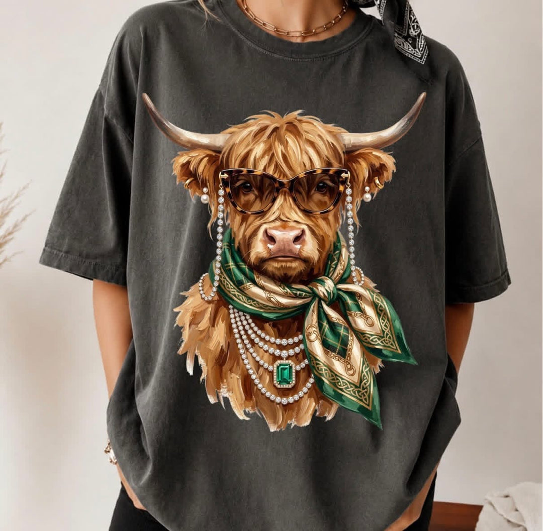 Boujee Glam Highland Cow Tee