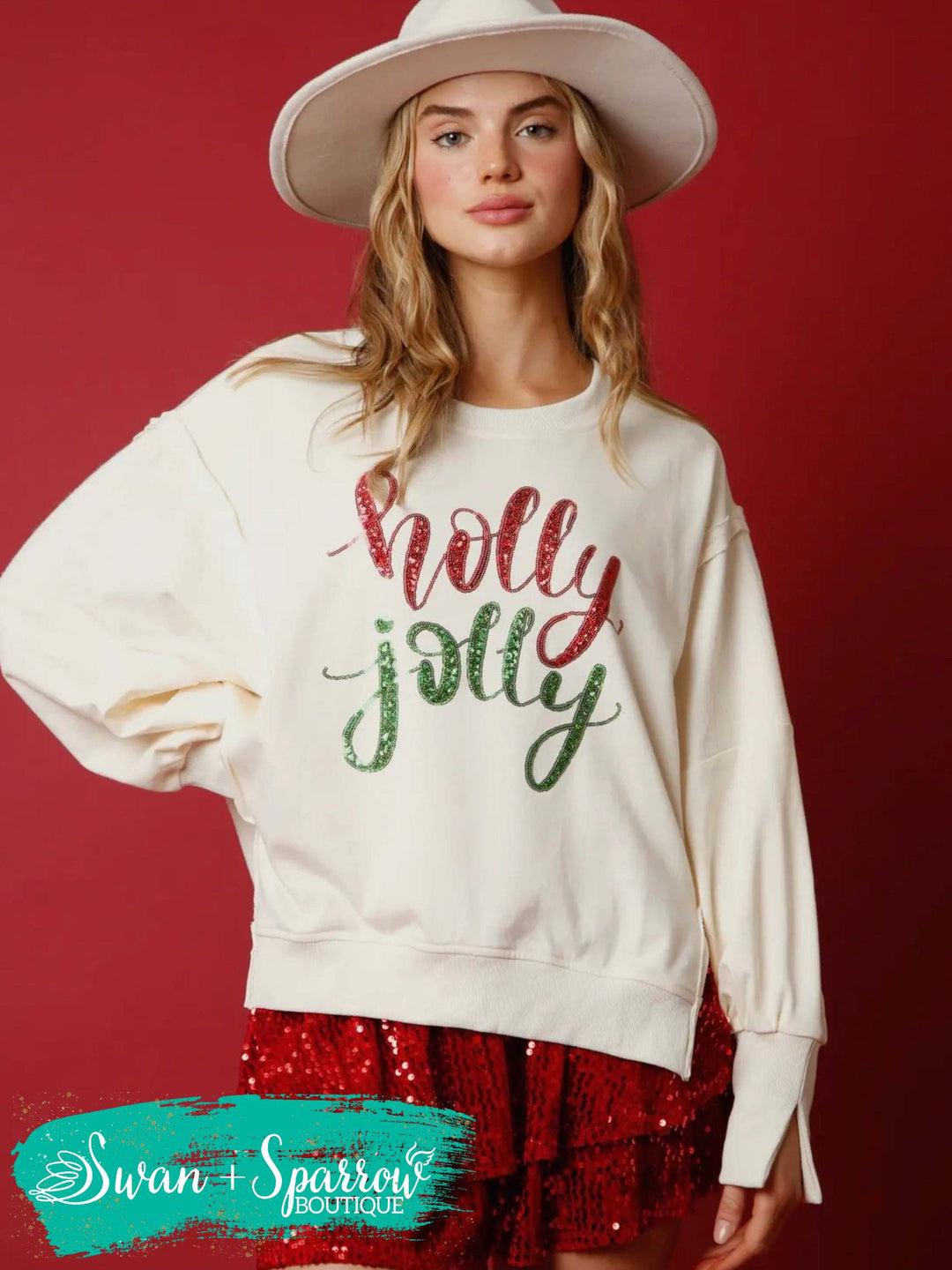 Sequin Holly Jolly Sweatshirt