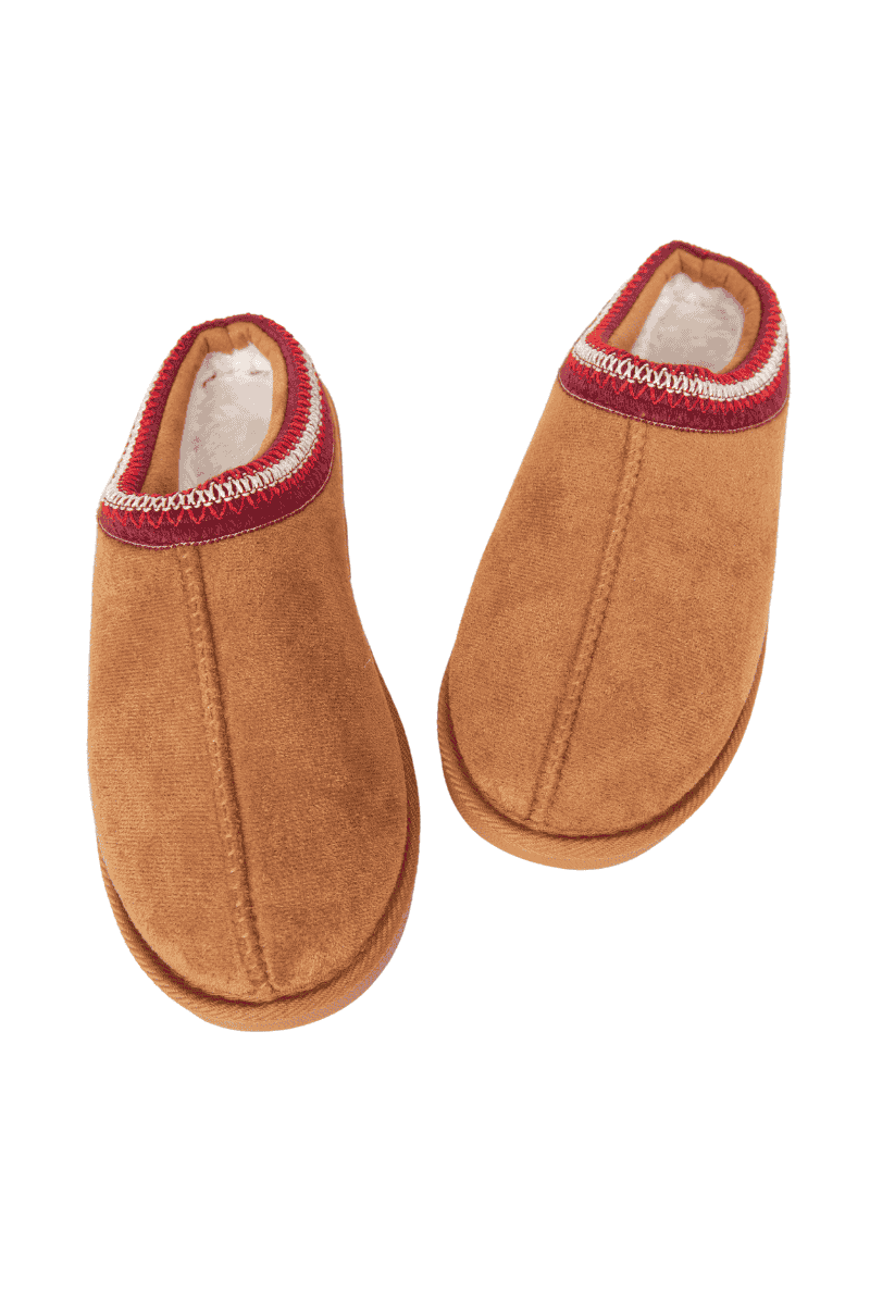 Chestnut Embroidered Women's House Slippers