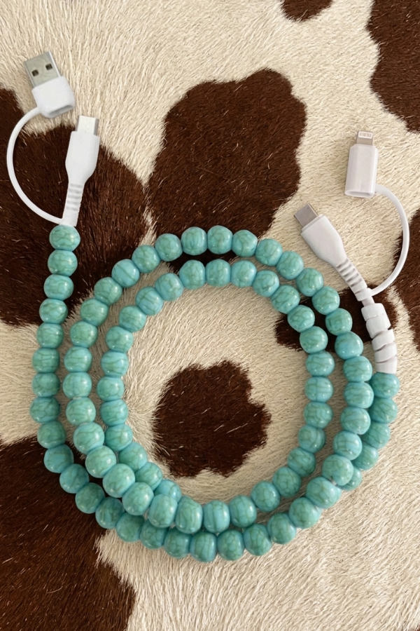 Turquoise Beaded Cord Phone Charger