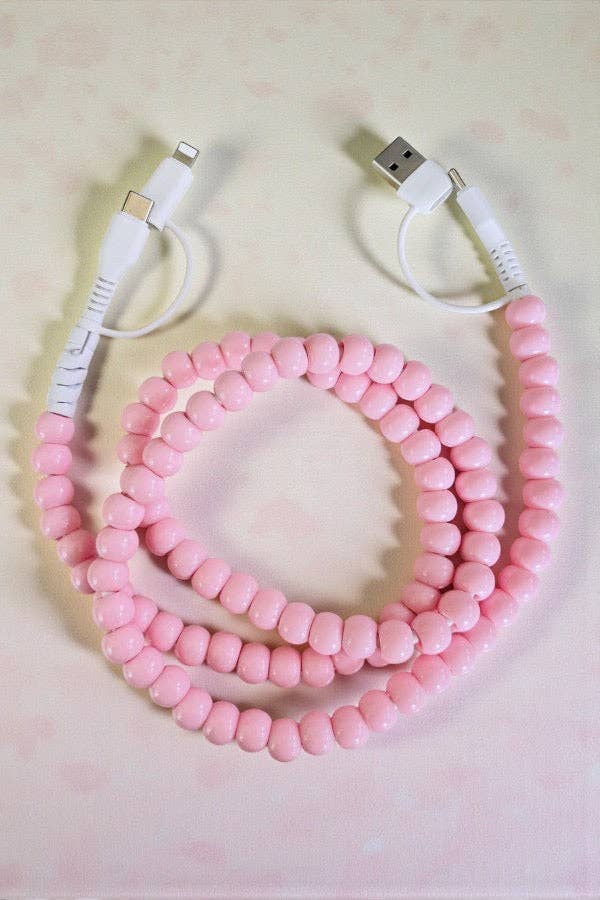 Light Pink Beaded Cord Charger
