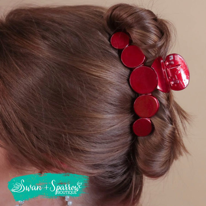Ruth Red Metallic Claw Clip