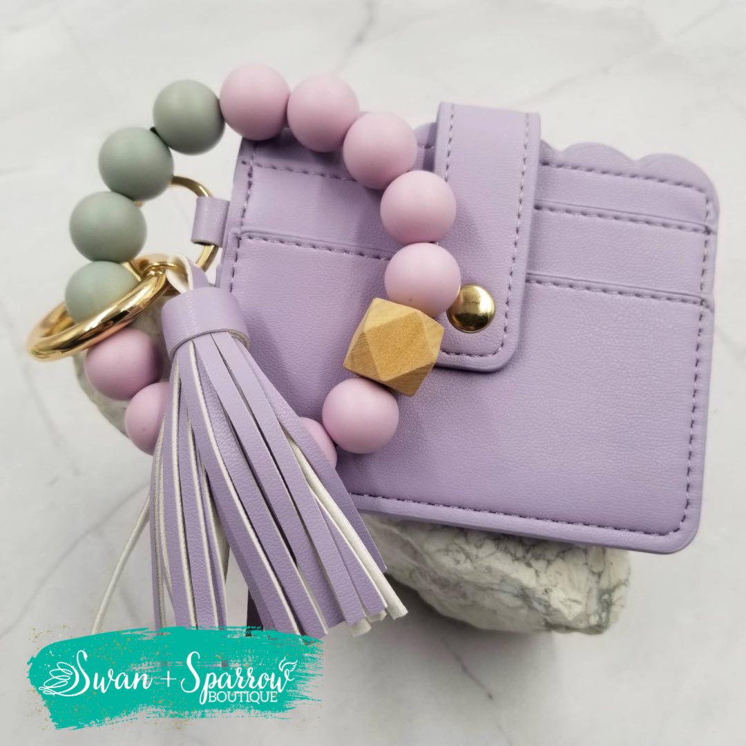 Silicone Bead Bangle Keychain Card Holder Bracelet