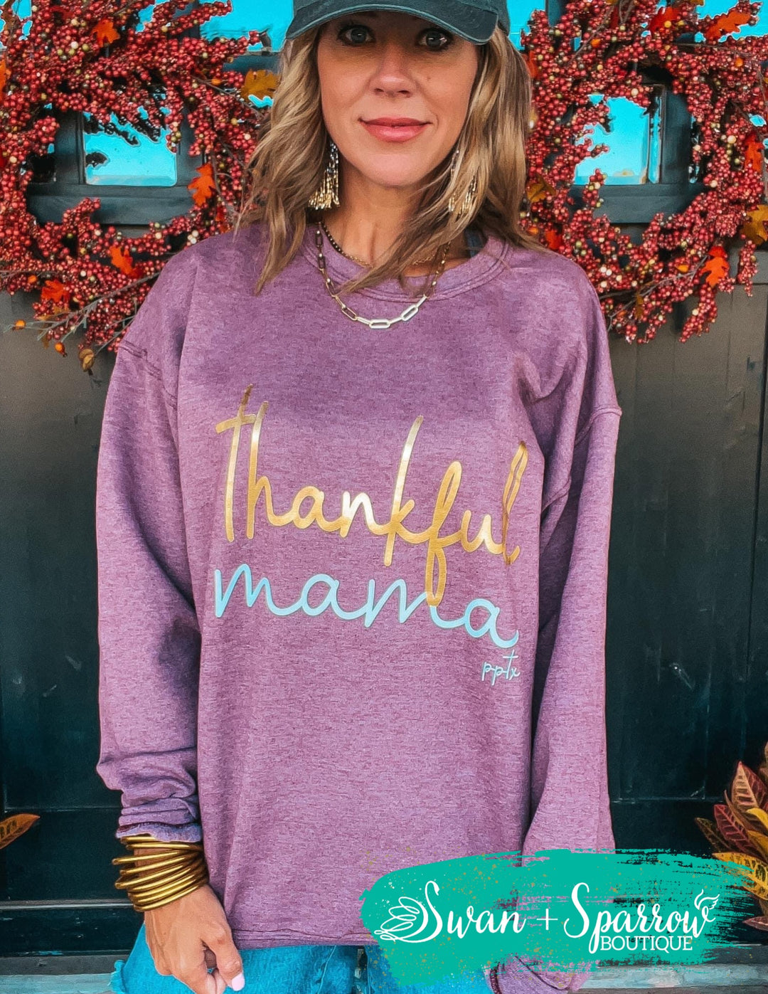 Thankful Mama Burgundy Fleece Sweatshirt