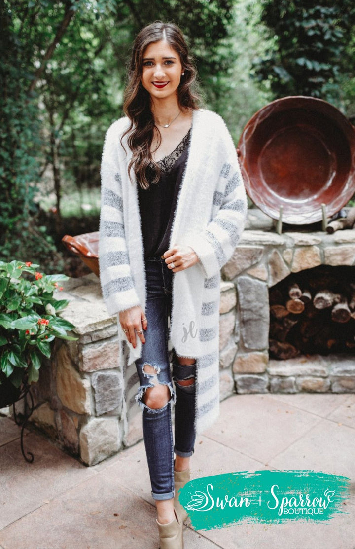 Mckenna Striped Drape Cardigan