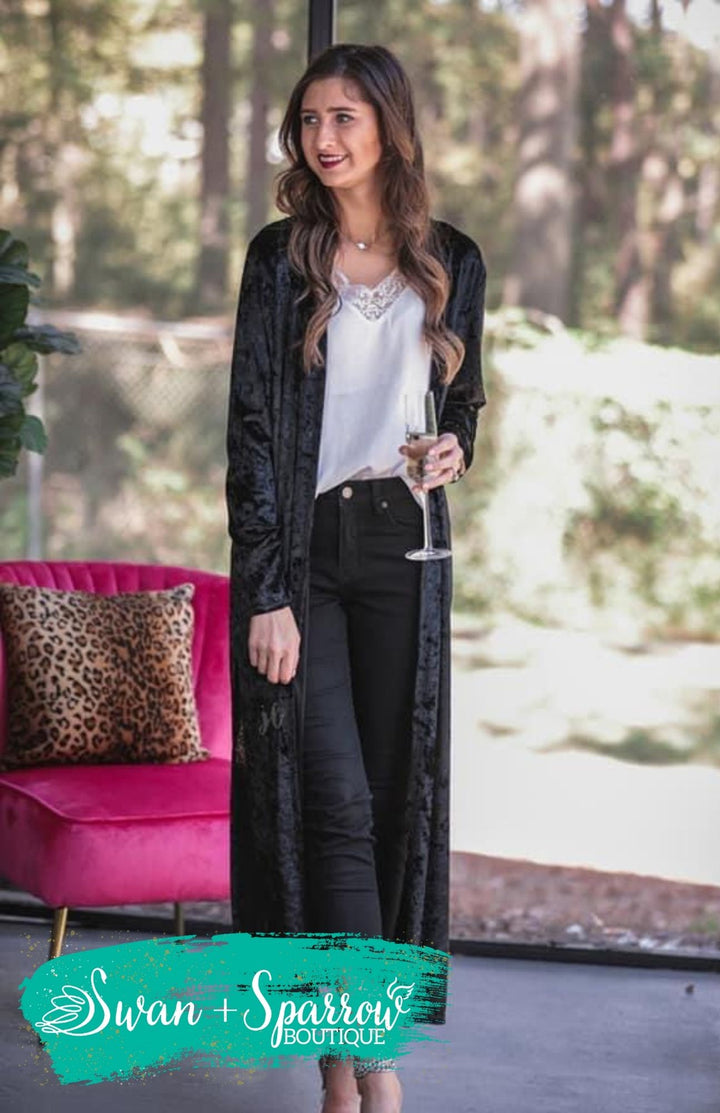 Stroke of Midnight Velvet Duster