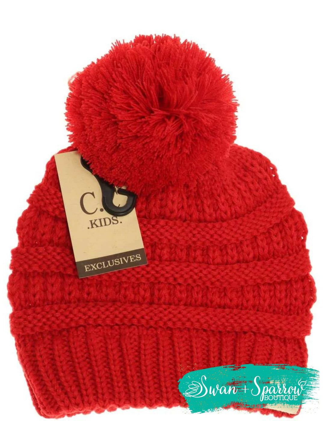 Kids Solid Pom Beanie