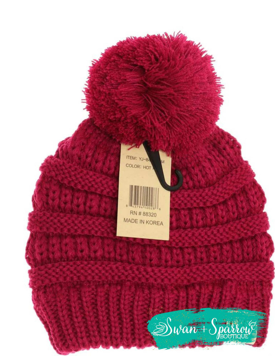 Kids Solid Pom Beanie