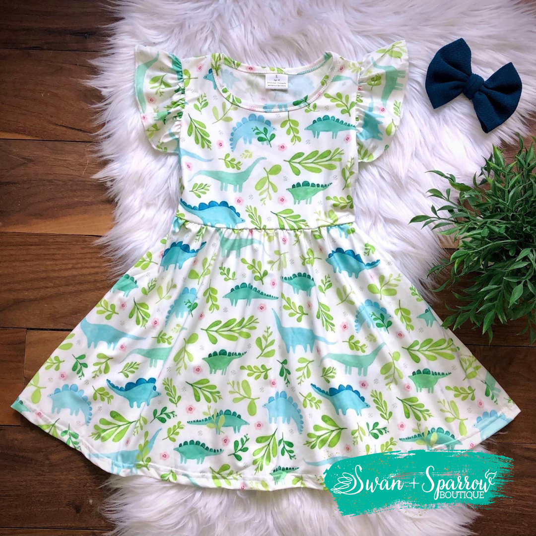 Leafy Dino Twirl Dress