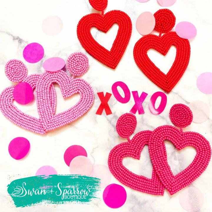 Always My Valentine Beaded Heart Earrings