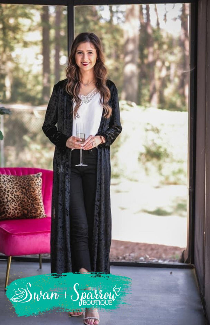 Stroke of Midnight Velvet Duster