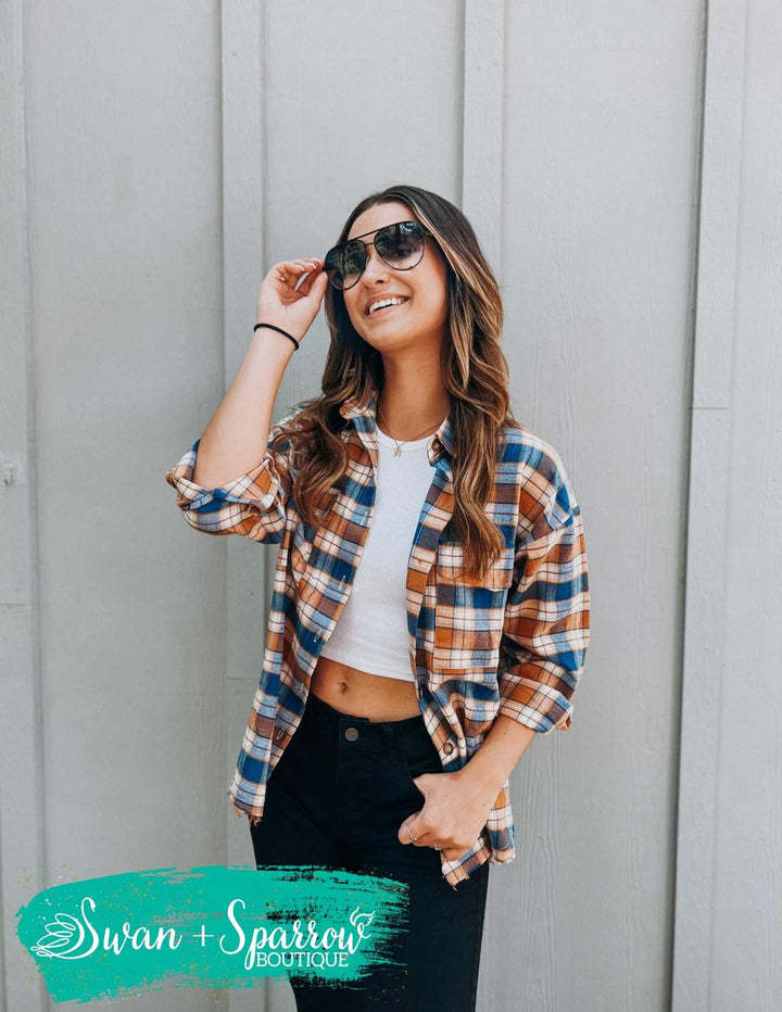 Montana Distressed Plaid Flannel Top