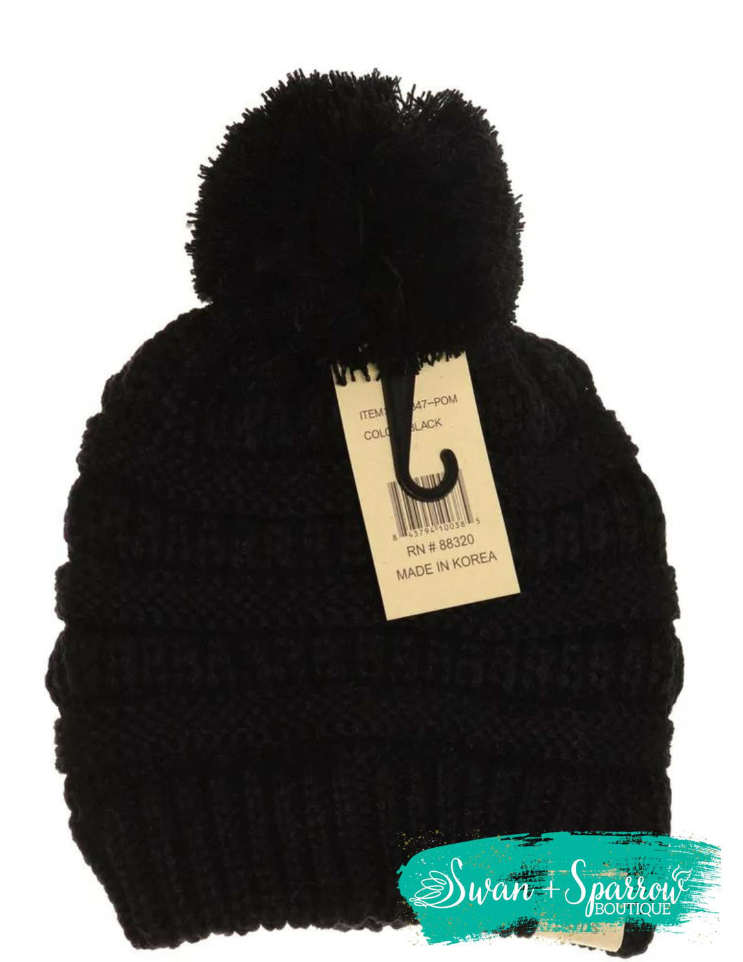 Kids Solid Pom Beanie