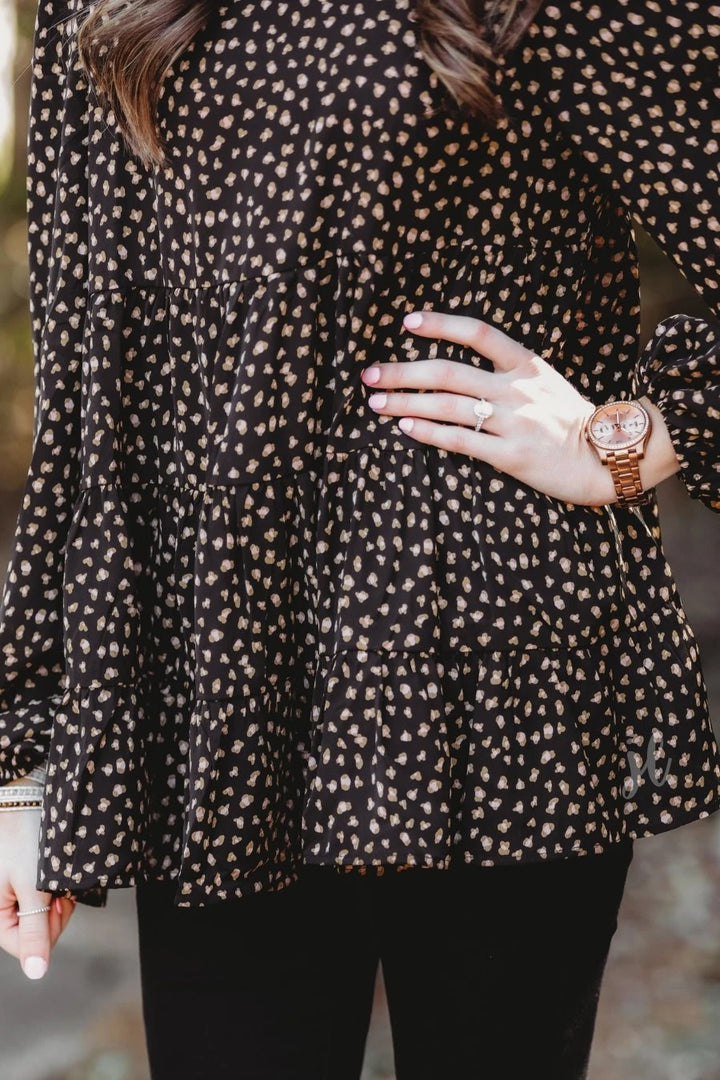 Brielle Animal Print Babydoll Top