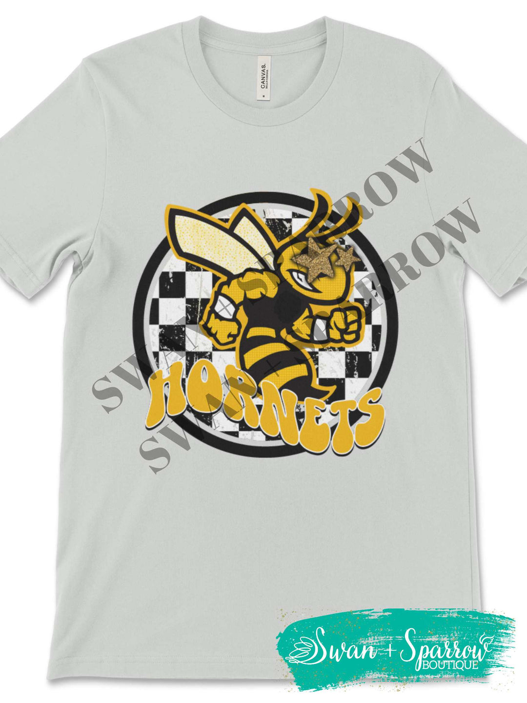 Hornets Preppy Mascot Tee - Black and Yellow