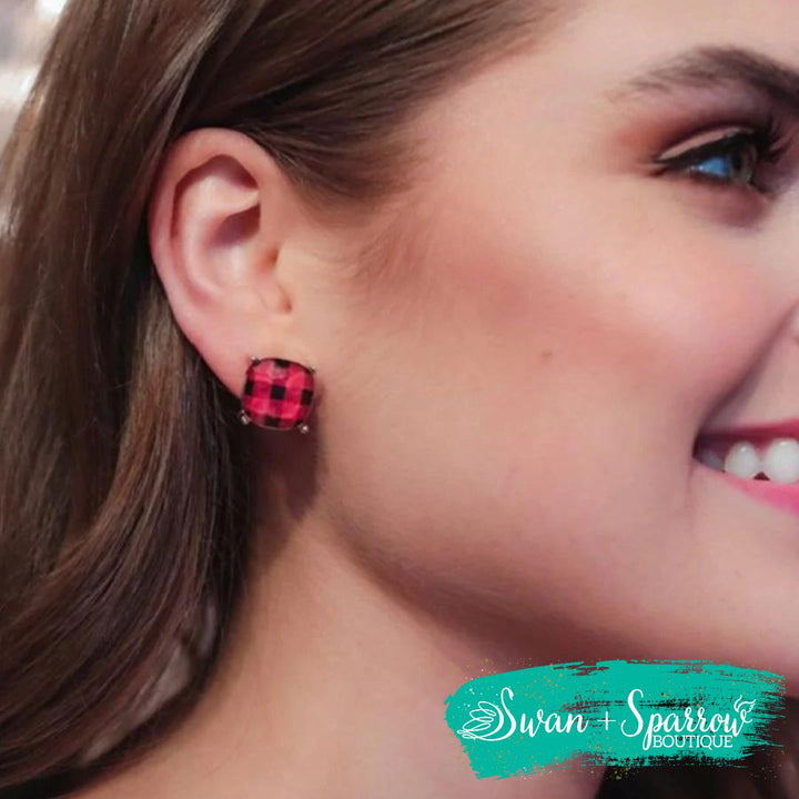 Buffalo Plaid Studs {Multiple Colors}